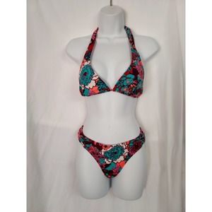 Drago Colorful 2 Piece Summer Purple Print Swim. Size L